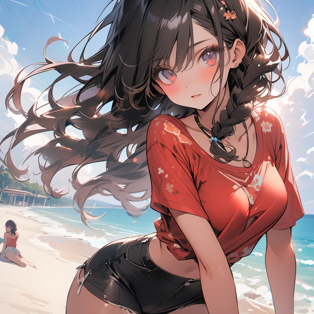 Reimu Panties visible Huge  Breasts visible Troubled face Wearing swimsuit Panties visible