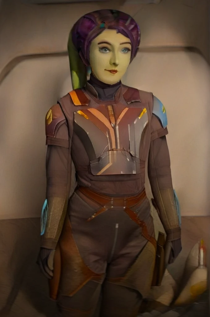 cinematic film still star wars hera syndulla sigh at tequila wolf score_9, score_8_up, score_7_up, score_6_up, score_5_up, score_4_up, ((( hera syndulla ))) wearing wearing armor , blue eyes, tentacle hair, ((( hera syndulla ))) , green skin, colored skin, facial mark, medium breasts, ((black with red trim flame dress skirt)), no pants, bare shoulders, guantlets, hip armor, skirt, pants, brown boots, solo, seductively lying on bed in her lingerie, nude ,seductive smile, looking at viewer, indoors