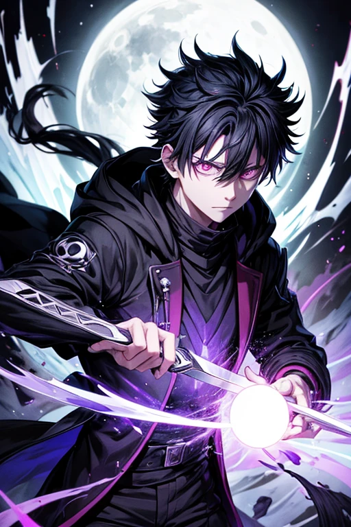 Ajujutsu kaisen character sorcerer he mastered the void and abyss he is so stylish cool andwhen you look at his eyes its like you look at the nothingless of the void abyssal his eyes are the void itself he is in his domain paradox abyssal where the laws dont exist its defy reality he merge his technique black with white to creat hollow eclipse beyond this attack is more strong then purple 100 percent i lunch it with a blade that has the appearence of the nothingless