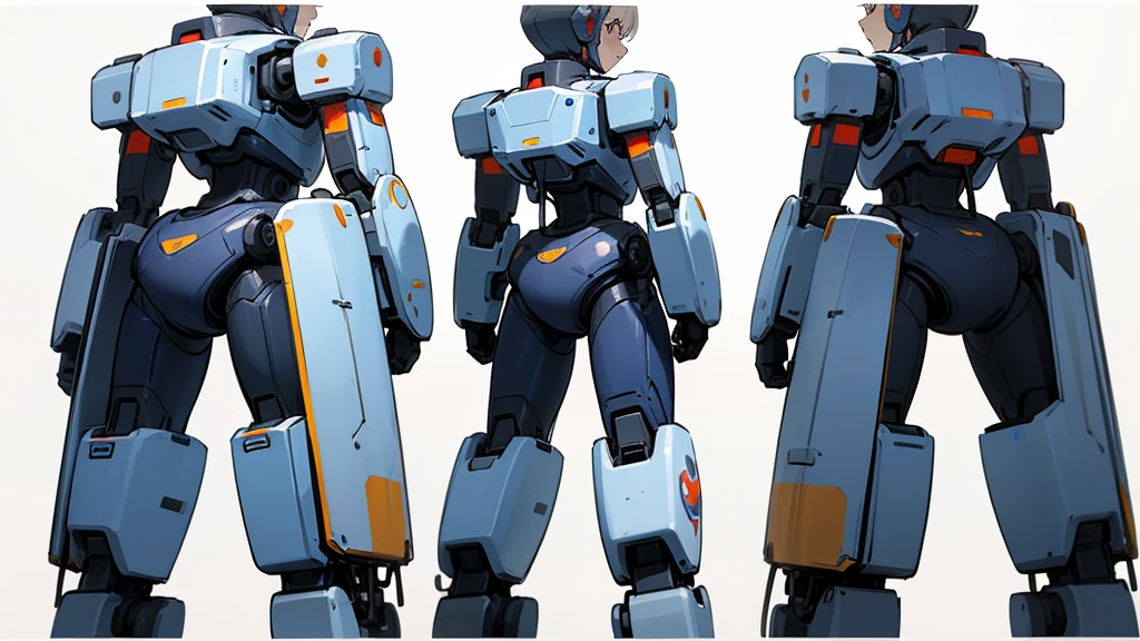 Masterpiece. one tender robot standing, full turnaround character, multiple views of the same character with the same features front view, side view, back view, white background