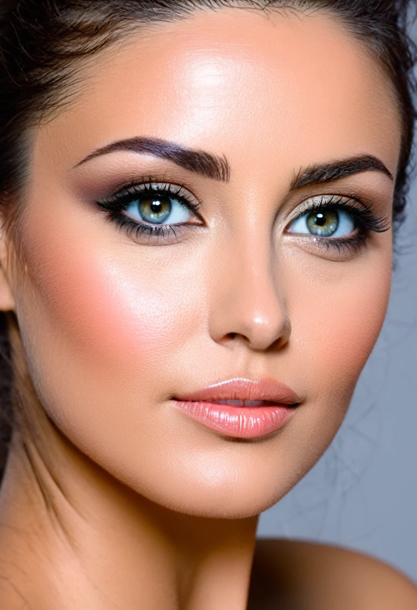 A face of a very beautiful woman with a look towards the future 