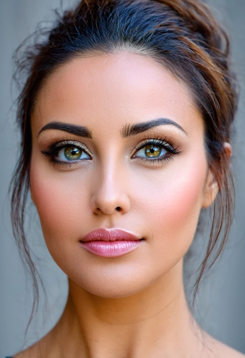 A face of a very beautiful woman with a look towards the future