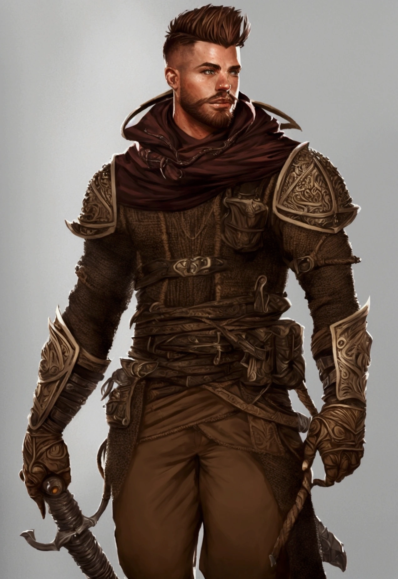 adventurer, male, distorted body parts, full body, high quality 