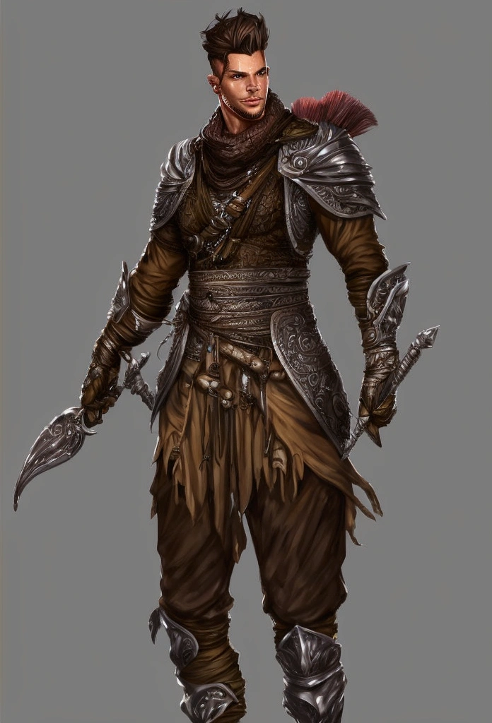 adventurer, male, distorted body parts, full body, high quality