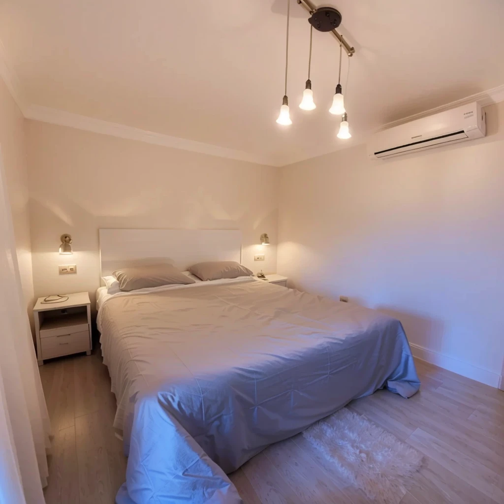 Room with white walls, well decorated. 4K