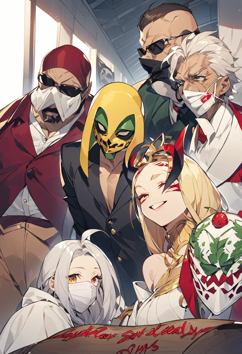 Make a single person, naughty man, wearing a face mask that represents the sin of greed, following the seven deadly sins, just make a mask