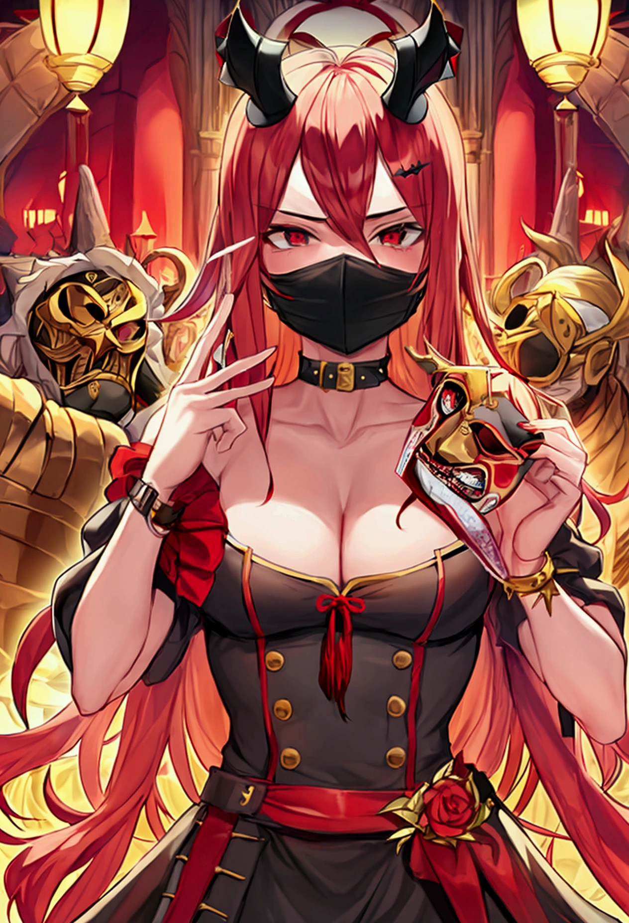 Make a single person, naughty man, wearing a face mask that represents the sin of greed, following the seven deadly sins, just make a mask