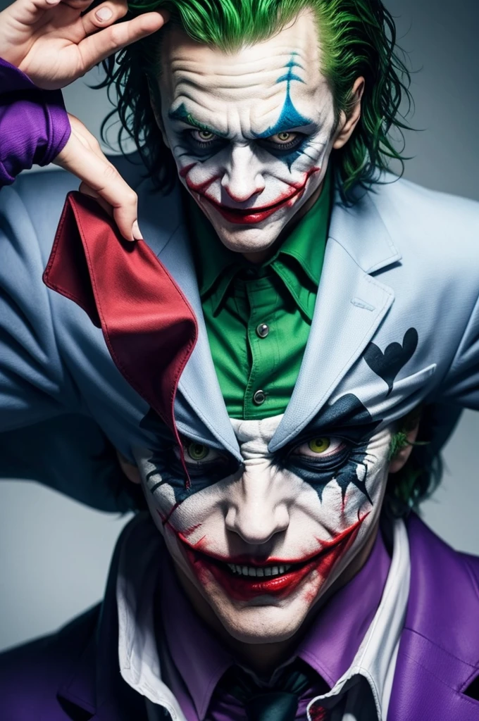 The joker&#39;s face smiling with a clown face 