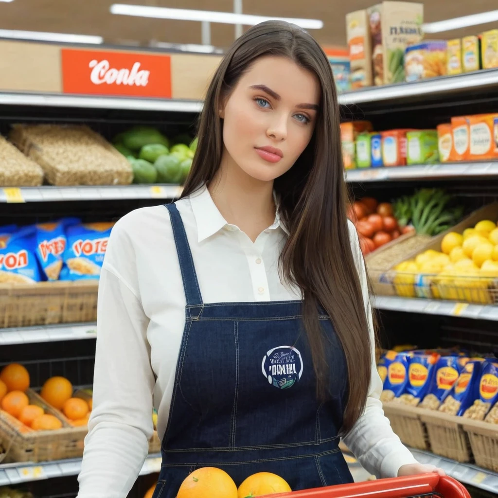 a photo of lana rhoades, ohwx woman, in a grocery store, Best Quality 