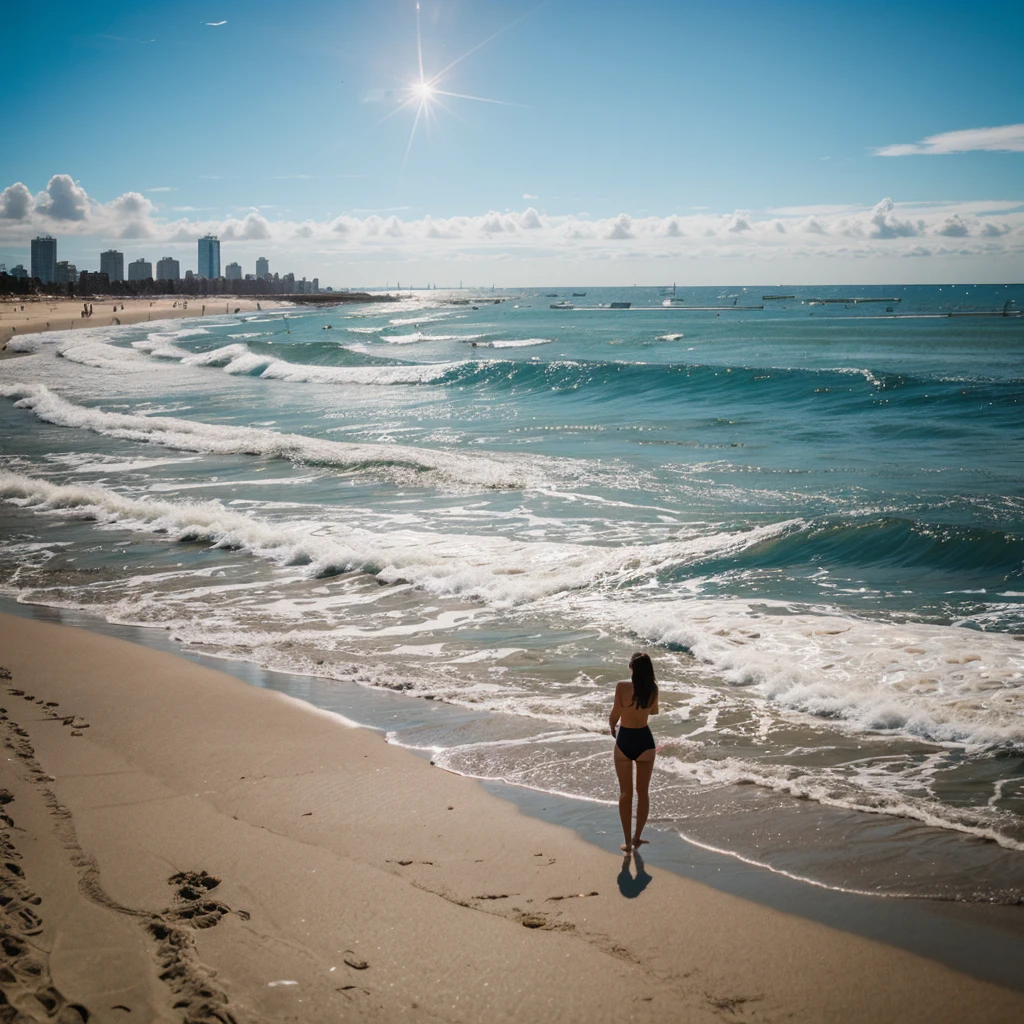 Una playa en el atardecer sin personas o con pocas