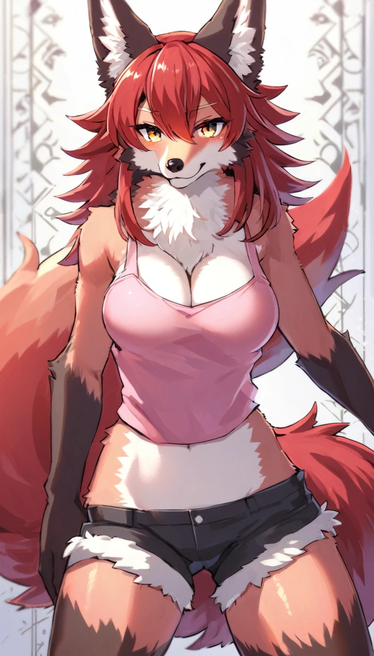 By zinfyuu on pixiv,by twistedscarlet60, uploaded on pixiv, by fluff-kevlar, (masterpiece), (best quality), (anthro furry:1.3, snout:1.2, anthro:1.3, furry:1.2, solo female:1.2), (extremely detailed:1.3), (Detailed eye part: White lens, pink iris,black cornea), tall, slim body, sweet smile, kimiko, kimiko five tails, busty, big breast, thick thighs, breasts out, hot, tits out, nude, naked, nude portrait, bare breast, featureless crotch, butt, showing butt, winking, wink, one eye closed