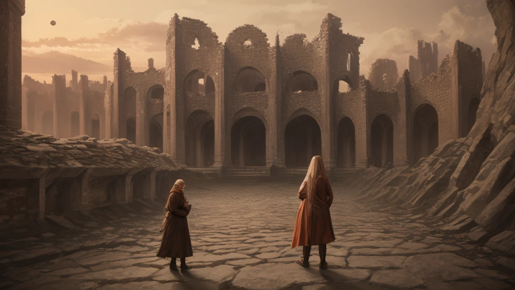 wide angle, panoramic view, a detailed fantasy landscape, enchanted forests, majestic mountains, inspired by tolkien, in the style of john howe, ruins, ruined fortress, best quality, 4k, 8k, highres, masterpiece:1.2, ultra-detailed, realistic, photorealistic, photo-realistic:1.37, hdr, uhd, studio lighting, ultra-fine painting, sharp focus, physically-based rendering, extreme detail description, professional, vivid colors, bokeh, cinematic