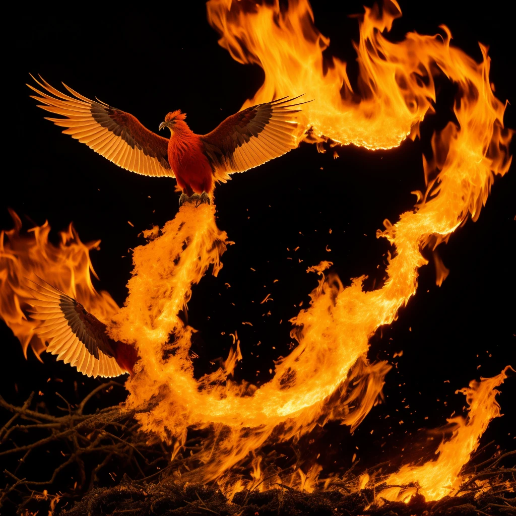 Phoenix bird on fire