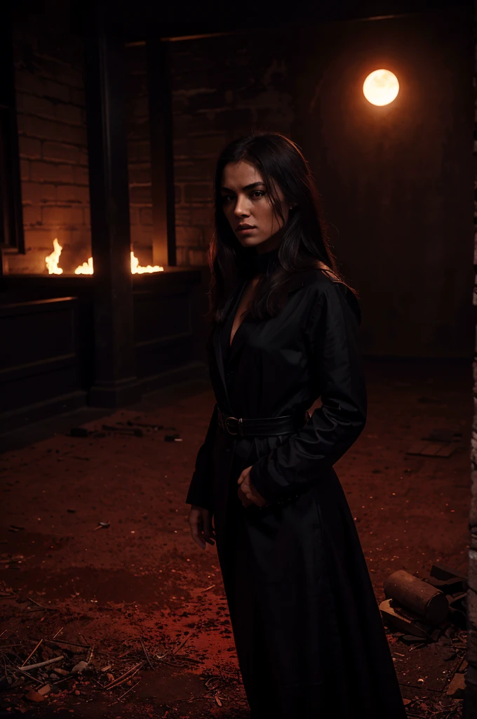 Develop a novel that evokes a sense of power, mystery, and the dark journey of revenge.

The Central Figure should be a strong, determined young woman standing in the foreground. She should have an intense, resolute expression, .
The woman is dressed in a sleek, black, elegant  Mafia boss outfit 

The background a shadowy, opulent mansion, partially obscured by darkness.

There should be broken chains at her feet, 
 There should be a faint image of a phoenix rising in the background, symbolizing her rebirth and rise from the ashes.
 Subtle blood-red elements (like a blood-red moon or accents in her clothing) 
There should a color Scheme that will be dark, moody tones with contrasts of deep reds and blacks to create a sense of tension and drama.