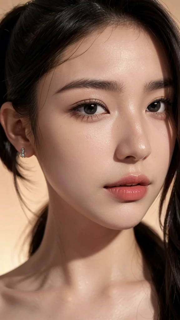 Lipstick in hand,Cosmetics commercial style,Commercial filming studio,close up face,fully body photo,masutepiece, The highest image quality, High quality, the background is clear,Beautiful woman, Japanese, Detailed, Ultra-detailed, finely detail, hight resolution, 8K Wallpaper, Perfect dynamic composition, Beautiful detailed eyes ,Detailed eyes, Detailed skin, Beautiful skin, 超hight resolution, (reality: 1.4),Very beautiful woman, Slightly younger face, Beautiful skin, slender, (Ultra photo realsisim), (hight resolution), (8K), (Very detailed) (beautifully detailed eyes), (super detailed), (Detailed face), view the viewer, Fine details, Detailed face, Staring straight ahead, Staring straight ahead, photos realistic, Bright lighting, Professional Lighting, Black hair,poneyTail,a baby face,sixteen years old,Hairstyle: ponytail,Long ponytail hairstyle,slight smile,