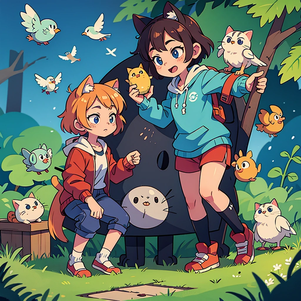 Cat with a bird
