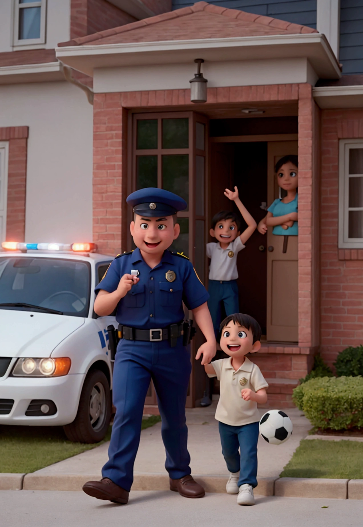 a film still of 1 little malay ??? in police uniform and 1 little malay ??? in school uniform having an argument in city street, raise hand, photo taken using Panavision DXL2, 28mm lens, Establishing shot, muted color grading, cinemascope, drama, high quality, ultra detailed, 8k resolution,
