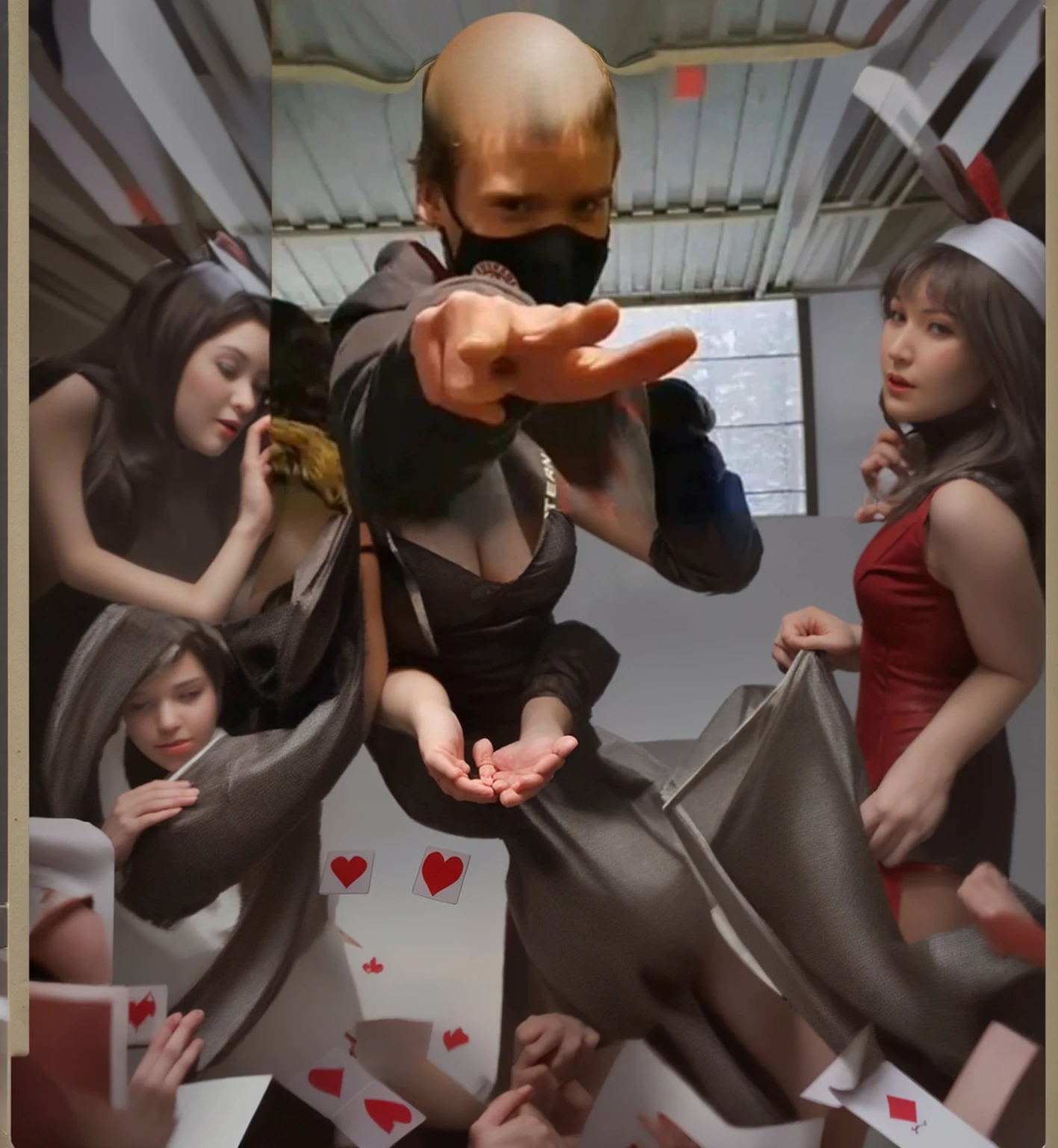 magician show. cards. rabbit.