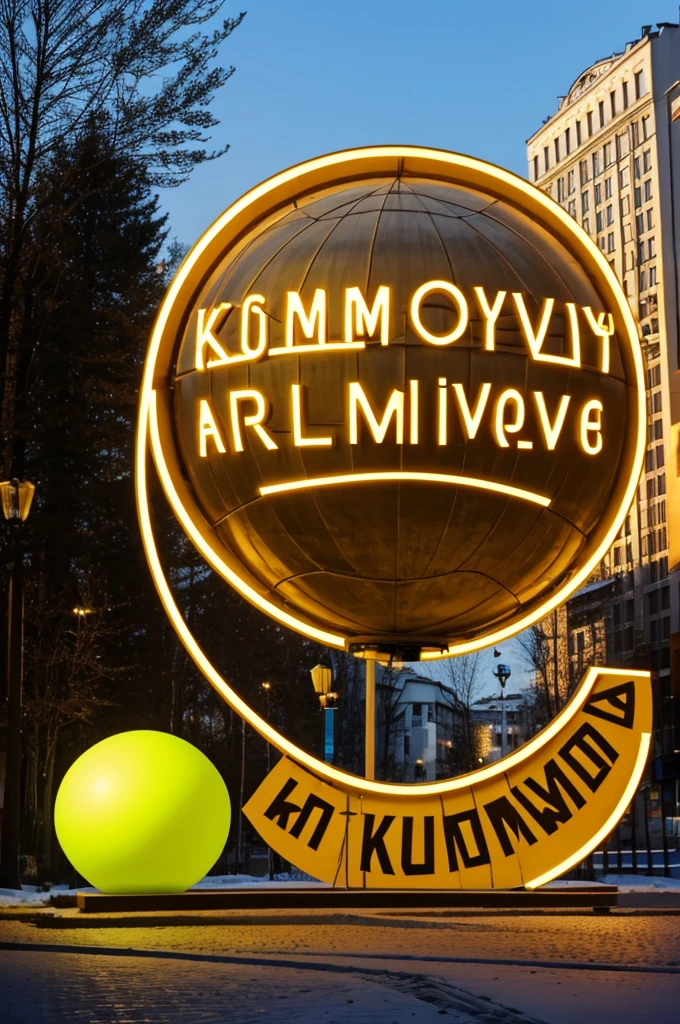 A large luminous ball sign type inscription for the city and it says KRUMOVO