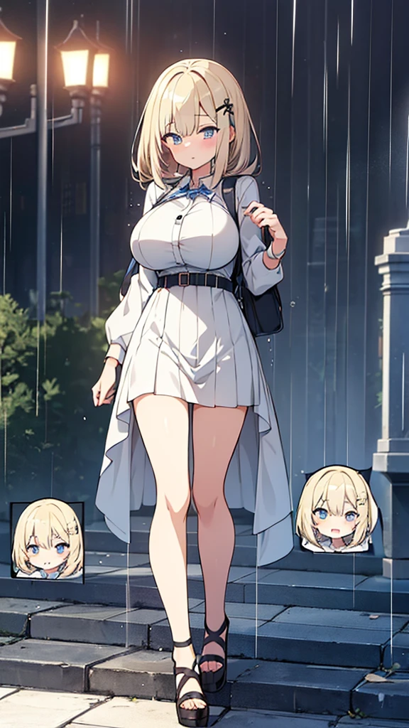 Full body image, フロント, One girl, 18-year-old, Mix 4, (32k, RAW Photos, Highest quality, masterpiece:1.2), (Anime-like, photoAnime-like:1.37), cute, スポーツ服, night, rain, Humidity, Professional Lighting, Photon Mapping, Radio City, Physically Based Rendering, Super Resolution, (Big Breasts:1.2), {{The biological weapon that had preyed on the younger sister took her place and reunited with the older brother.}}, Girl Skull, whole body, NSFW