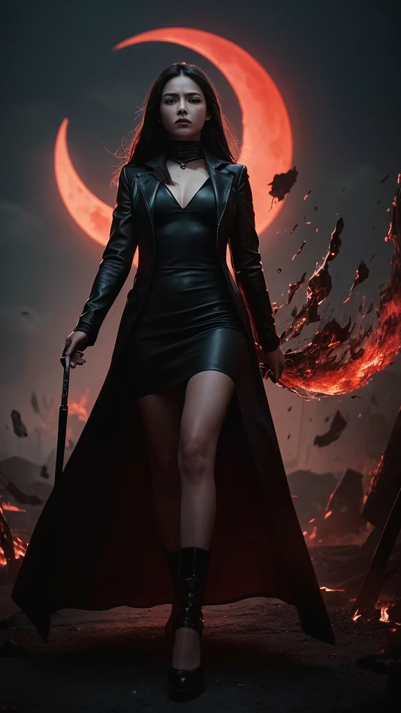 Develop a novel that evokes a sense of power, mystery, and the dark journey of revenge.
The Central Figure should be a strong, determined young woman standing in the foreground. She should have an intense, resolute expression, .
The woman is dressed in a sleek, black, elegant Mafia boss outfit
The background a shadowy, opulent mansion, partially obscured by darkness.
There should be broken chains at her feet,
There should be a faint image of a phoenix rising in the background, symbolizing her rebirth and rise from the ashes.
Subtle blood-red elements (like a blood-red moon or accents in her clothing)
There should a color Scheme that will be dark, moody tones with contrasts of deep reds and blacks to create a sense of tension and drama.