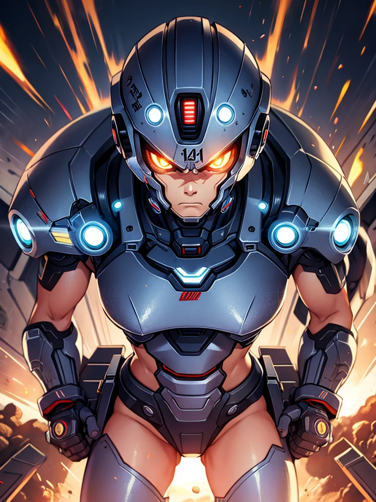 Cyborg Suit、17 years old、Angry expression、fight