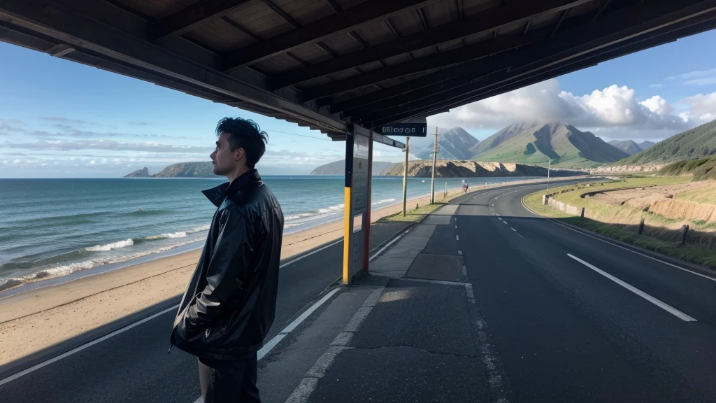 Man on the coast road 