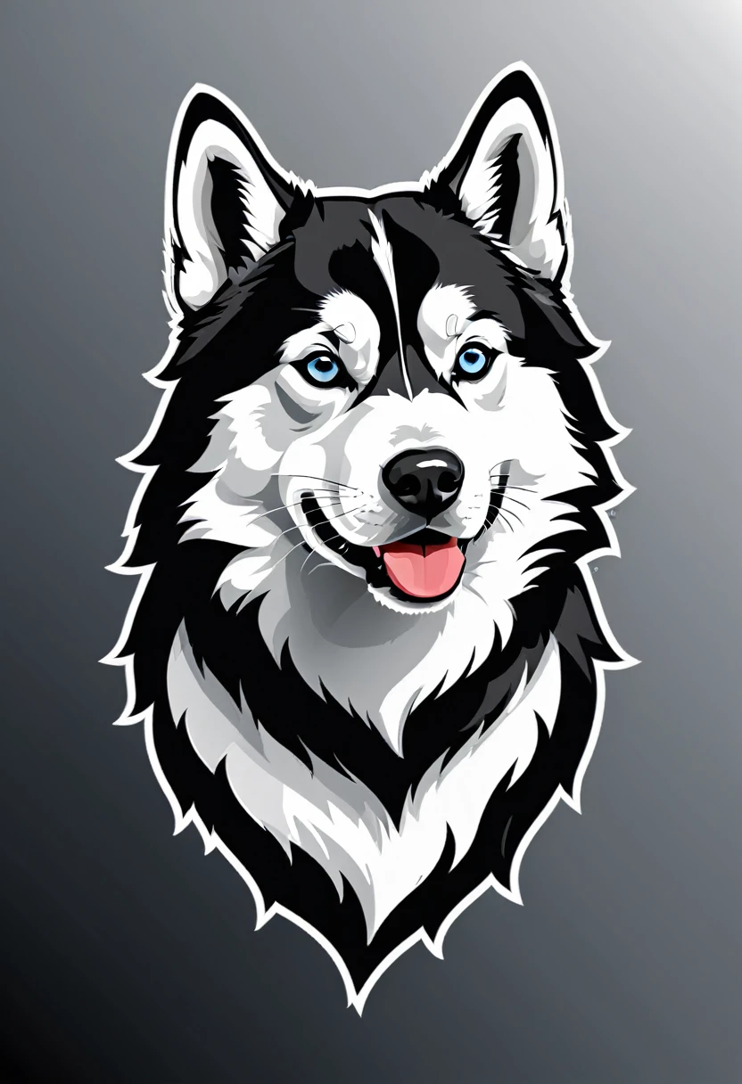 the image of a vector logo of a husky, black and white