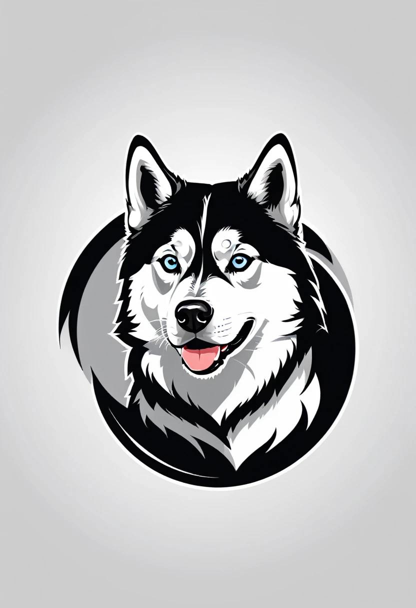 the image of a vector logo of a husky, black and white