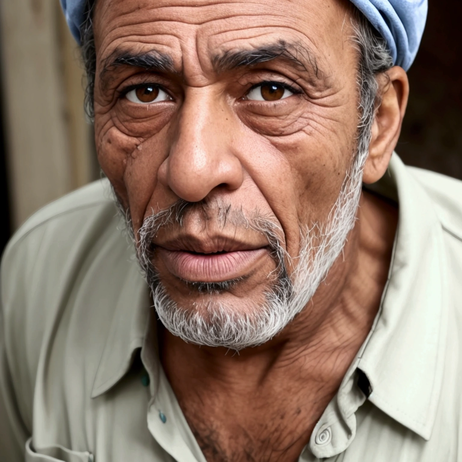 Brazilian worker, ugly man, wrinkles and used clothes
