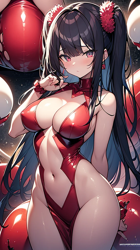 masterpiece,hentai, Naked Girls,favorite,Bounce and shake wildly,, 32k,Super detailed,Ultra-detailed,Vibrant breasts, {{A biological weapon escaped from a laboratory and ate a sister in front of her brother, transforming into a human using her genes, Her face resembles her younger sister's.}}, Overall view, 街, NSFW