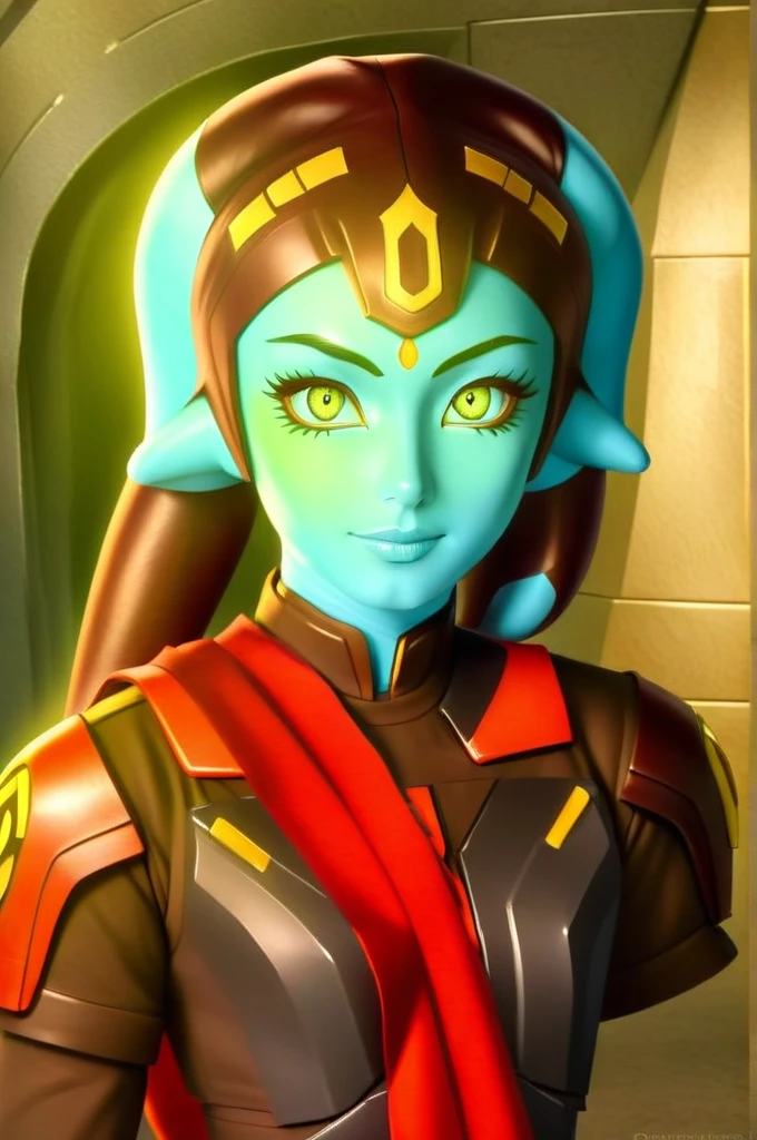 cinematic film still star wars hera syndulla sigh at tequila wolf score_9, score_8_up, score_7_up, score_6_up, score_5_up, score_4_up, ((( hera syndulla ))) wearing wearing armor , blue eyes, tentacle hair, ((( hera syndulla ))) , green skin, colored skin, facial mark, medium breasts, ((black with red trim flame dress skirt)), no pants, bare shoulders, guantlets, hip armor, skirt, pants, brown boots, solo, seductively lying on bed in her lingerie, nude ,seductive smile, looking at viewer, indoors