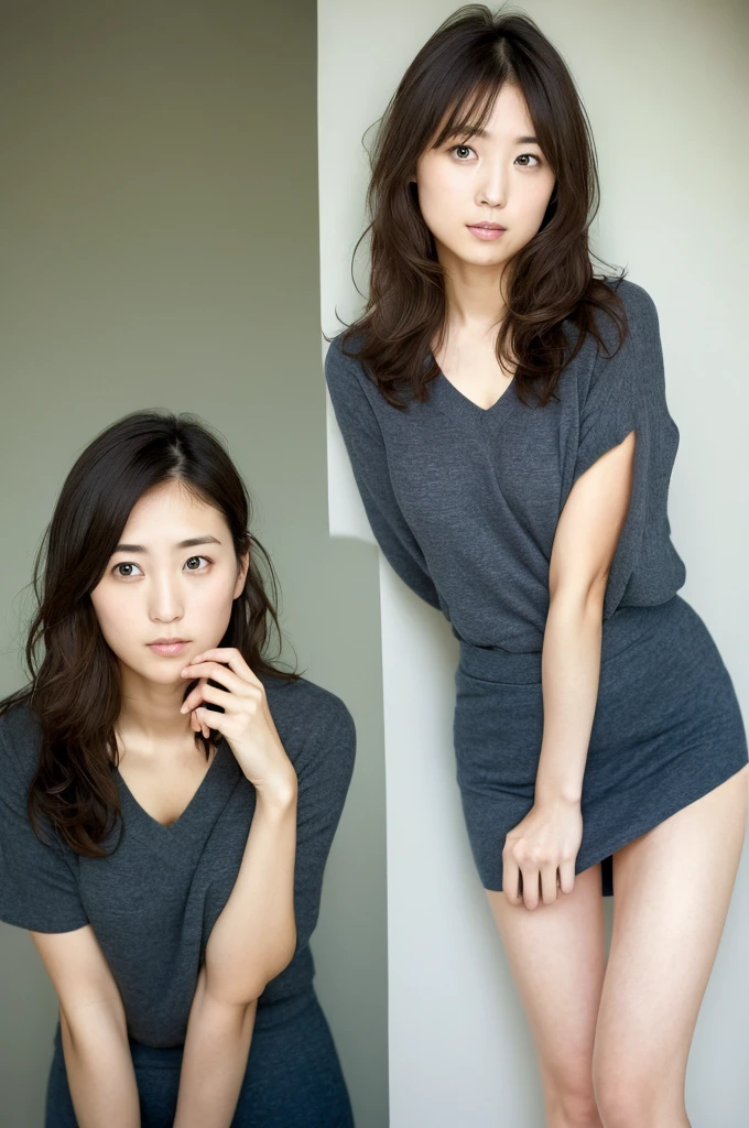 (((One girl,alone))),(Highly realistic photos, High resolution, Detailed face, Beautiful Eyes) Japanese women, 30 years old, Cute Face, Nice body, Medium chest, ,Hairstyle, Take a photo book,Healthy Body,Thighs、Hold the hem of a skirt、turn over、I can see her panties