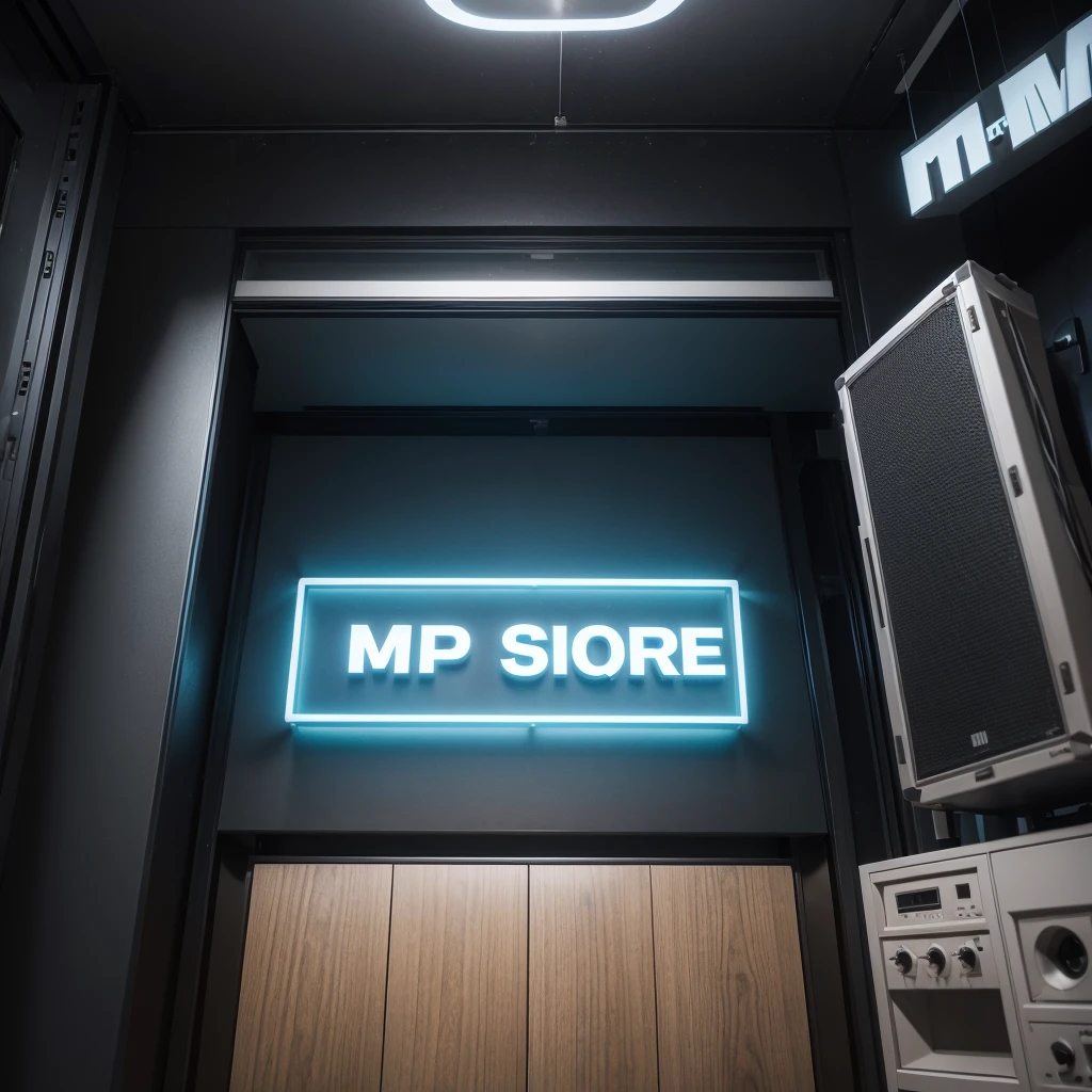 ((best qualityer)), Logo of a sound store called MP SOM