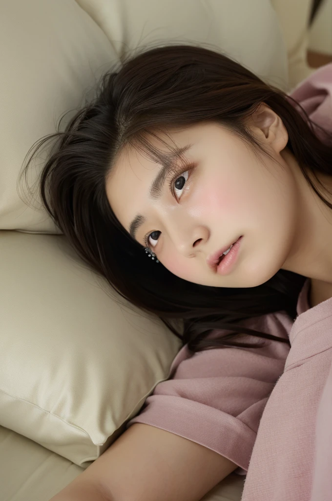 ((highest quality, masterpiece :1.3)), Photorealistic、Ultra-high resolution、Natural skin texture、Hyperrealism、Near Movies、Beautiful Japanese girl in her early teens、One girl、Tight inner shirt、Lying in bed、Frightened expression、Tears flowing