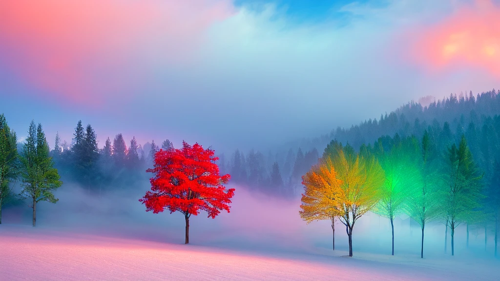 fog like snow of blue, green and red, for a wallpaper without trees without anything