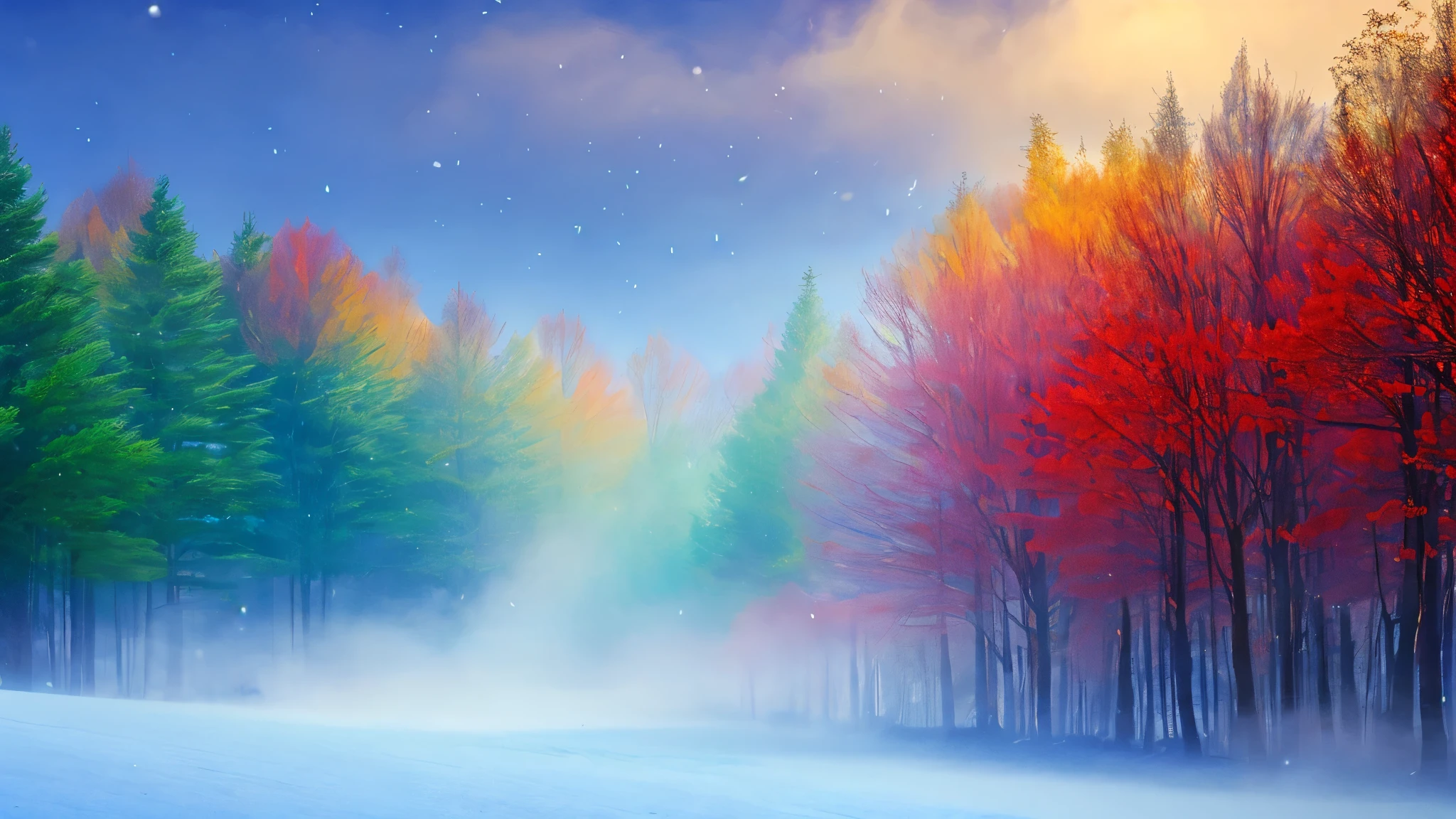 fog like snow of blue, green and red, for a wallpaper