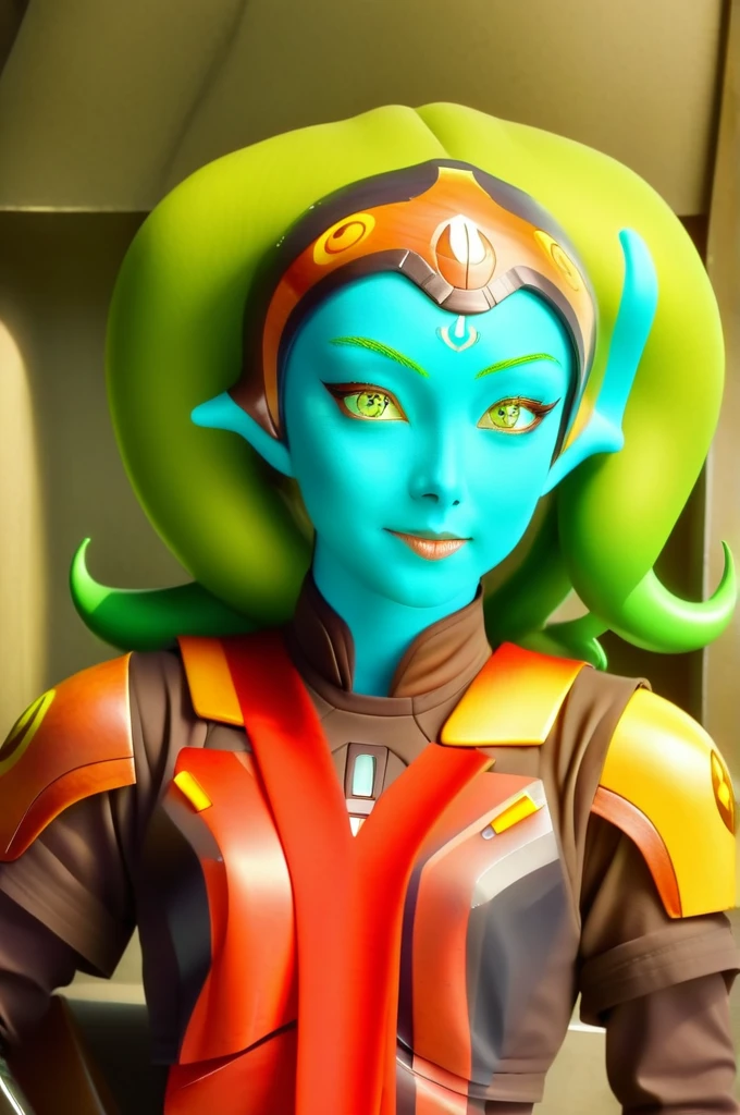 cinematic film still star wars hera syndulla sigh at tequila wolf score_9, score_8_up, score_7_up, score_6_up, score_5_up, score_4_up, ((( hera syndulla ))) wearing wearing armor , blue eyes, tentacle hair, ((( hera syndulla ))) , green skin, colored skin, facial mark, medium breasts, ((black with red trim flame dress skirt)), no pants, bare shoulders, guantlets, hip armor, skirt, pants, brown boots, solo, seductively lying on bed in her lingerie, nude ,seductive smile, looking at viewer, indoors