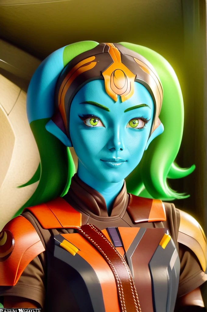cinematic film still star wars hera syndulla sigh at tequila wolf score_9, score_8_up, score_7_up, score_6_up, score_5_up, score_4_up, ((( hera syndulla ))) wearing wearing armor , blue eyes, tentacle hair, ((( hera syndulla ))) , green skin, colored skin, facial mark, medium breasts, ((black with red trim flame dress skirt)), no pants, bare shoulders, guantlets, hip armor, skirt, pants, brown boots, solo, seductively lying on bed in her lingerie, nude ,seductive smile, looking at viewer, indoors