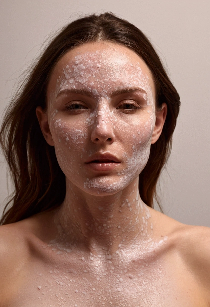 Nude woman with semen on face