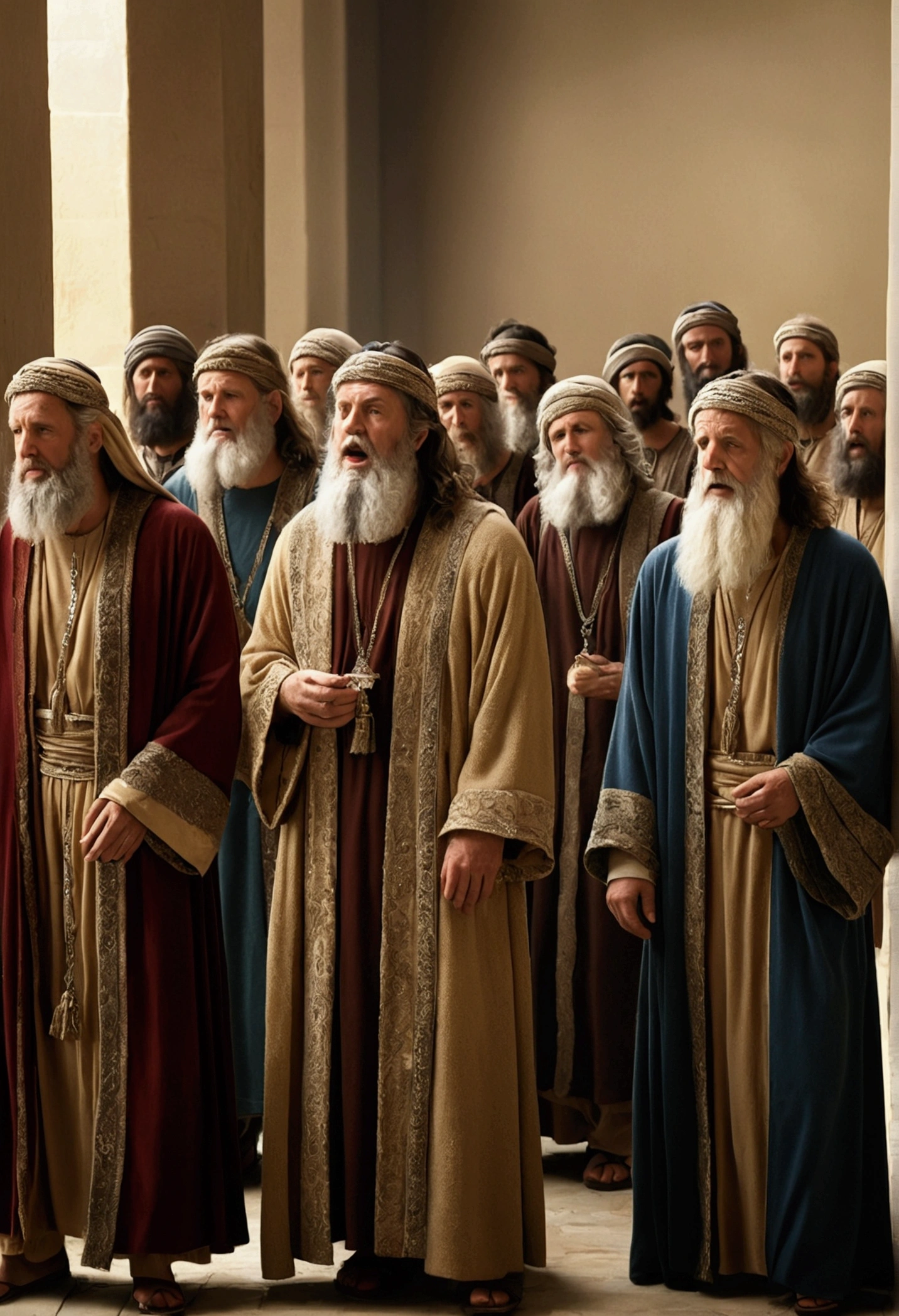 Realistic biblical image of Pharisees gathered