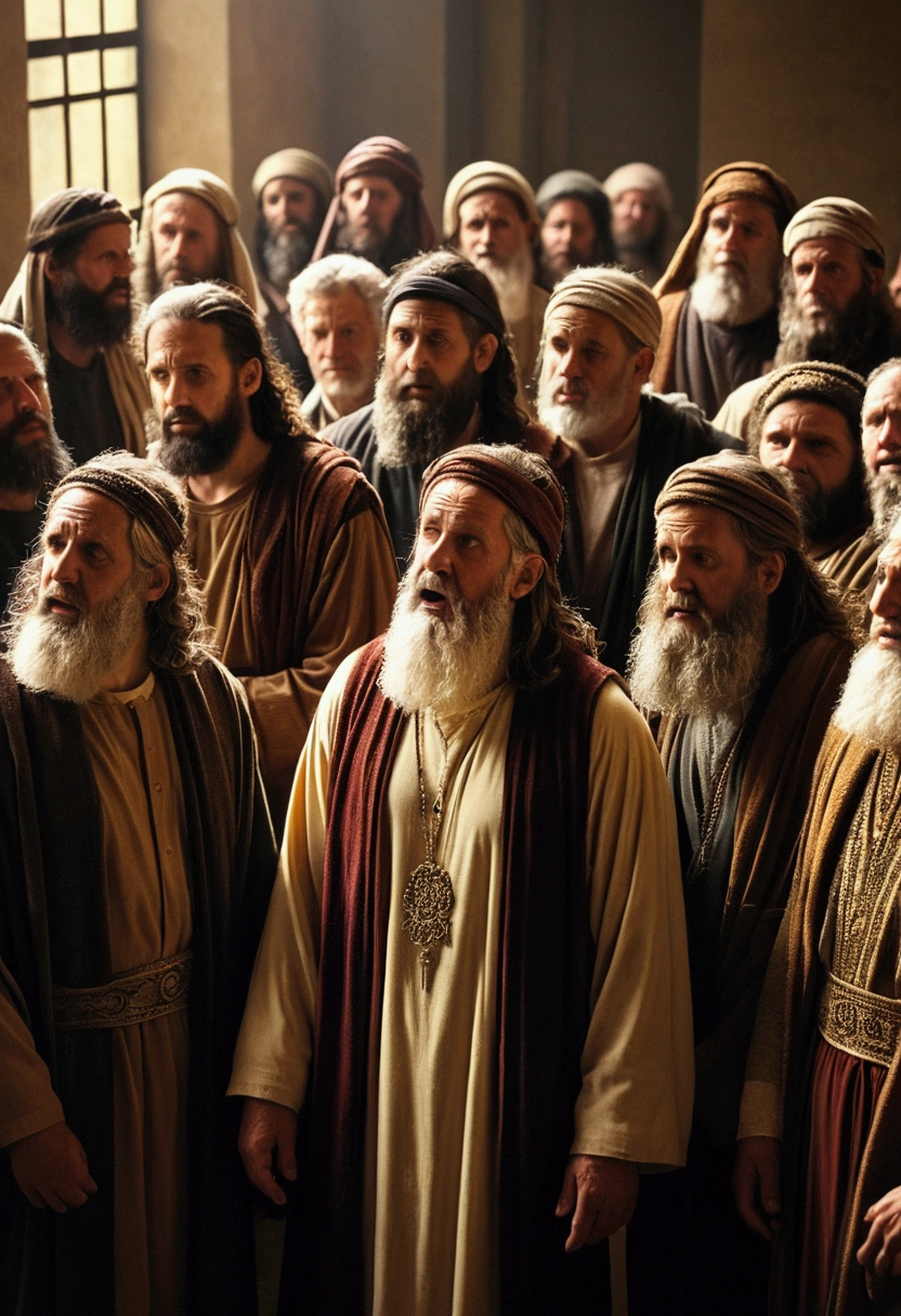 Realistic biblical image of Pharisees gathered