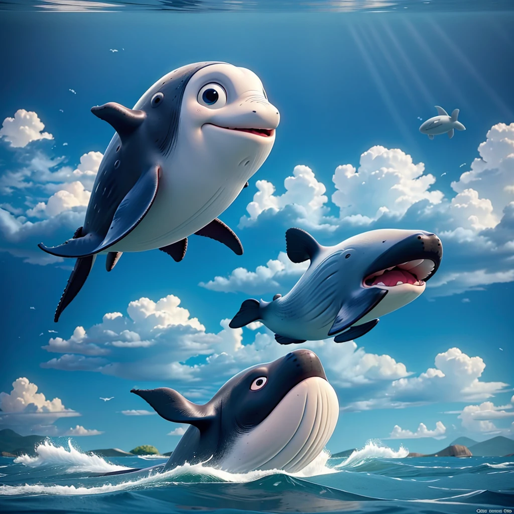 A whale cried with its parents