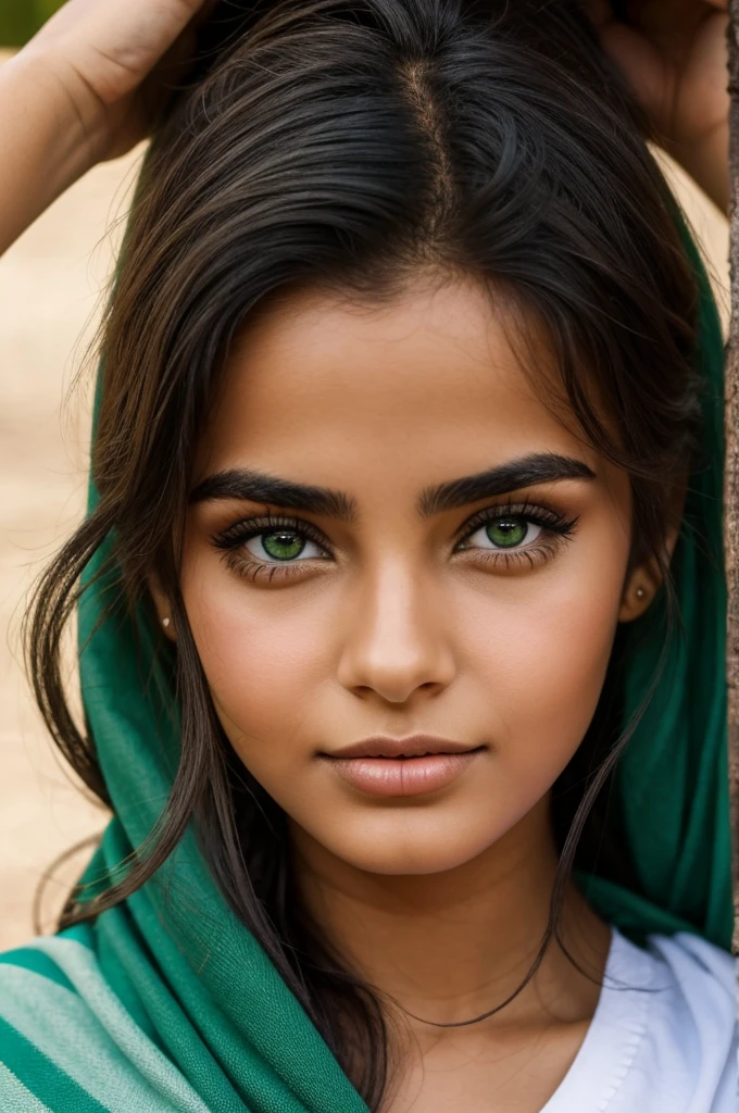 Young North African girl aged 24 with green eyes
