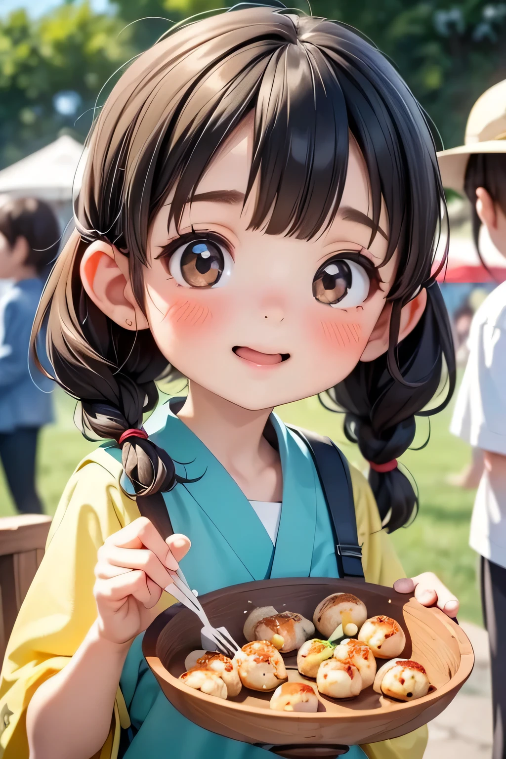 Highest quality、High resolution、Detailed Background、(Beautiful face in every detail:1.4)、Anatomically correct、(Hide your fingers:1.2)、(Detailed facial expressions)、Teenage beauty、Highly detailed face、Brown Hair、Black Hair、Braided Ponytail、Braided bob cut、Cute hairstyle、In a joking manner、A fun atmosphere、A big smile、smile、cute gesture、
(Girls enjoying takoyaki with friends at home:1.5)、
I feel excited and happy.、Enjoying takoyaki with friends、
A lively house after school、My friends came together、Let's all start preparing、
Put the takoyaki maker on the table、Choose your favorite ingredients、While talking happily、Let's all bake together、
Tomato Onion Bell pepper、Chiu, Mentaiko, Cheese、Second-rate々And the takoyaki is complete.、「delicious!」"、Add your favorite sauce、Let's all smile and stuff our cheeks、As the conversation flows、A fun time flows、cute