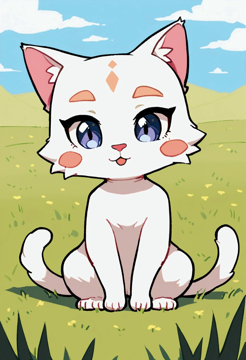 1 girl, furry cat, nude, cute, in field, gignger