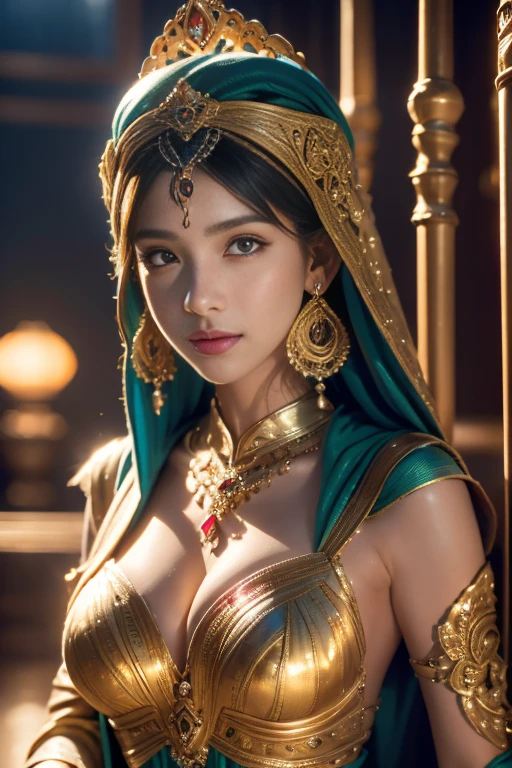 close up of a young woman,she wear a hijab with beautiful ornaments,a long dress, very glossy skin, smile, big eyes, dezent make up, fantasy art, digital art, she looking full body, delicate lines and textures,realistic and rich art, detailed face and eyes,blurred night city background,surrealism,cinematic,rough shadows,vivid colors,Rich colors,light and shadow,three-dimensional lighting,combination of various colors and shades,volume lighting,Film light,dynamic lighting,good anatomy,intricate details,highly details.,Broken Glass effect,no background,stunning,something that even doesn't exist,mythical being,energy,molecular,textures,iridescent and luminescent scales,breathtaking beauty,pure perfection,divine presence,unforgettable,impressive,breathtaking beauty,Volumetric light,auras,rays,vivid colors reflects,
