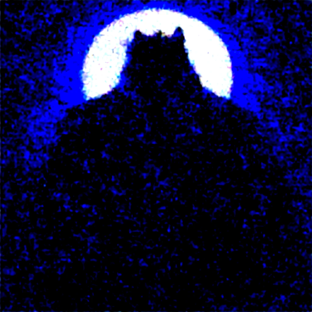 a tall (6'39) and buff male wolf, with well-defined musculature that denotes strength and resistance. His posture is imposing and confident, reflecting his self-confidence. Its dark coat further highlights its imposing presence, while the transition to white on its muzzle, chest and belly adds a touch of contrast and elegance to its appearance. With his bright purple eyes, his gaze is penetrating and captivating, attracting the attention of those around him. A birthmark on his back, in the shape of a white waning moon, adds a mysterious and distinctive element to his appearance.big Bulk