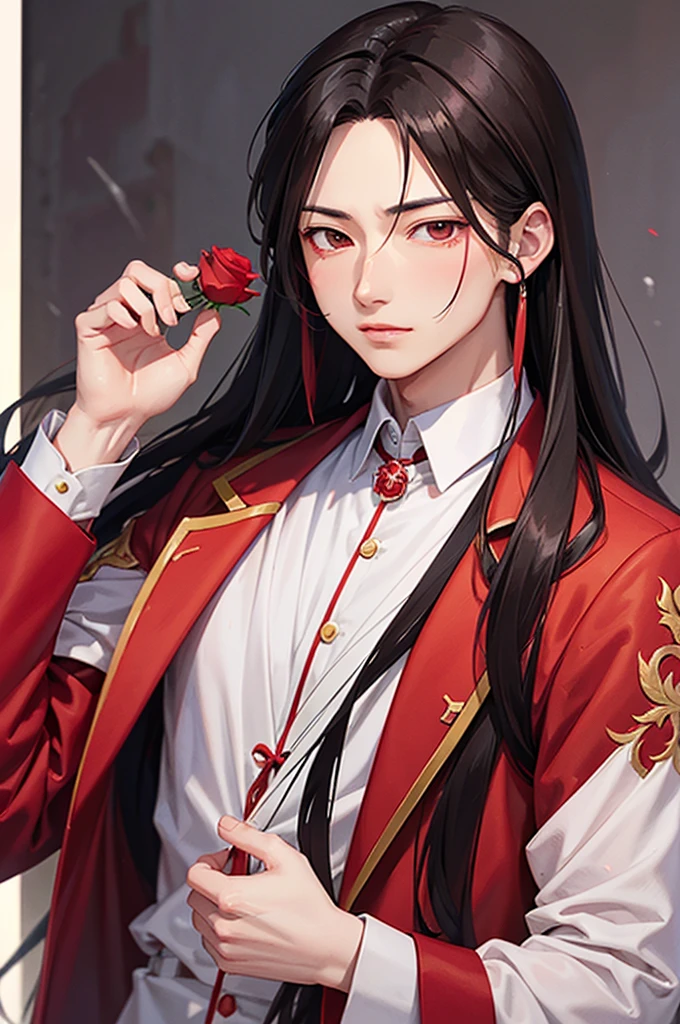 Hua Cheng man , patched eye , holding roses , anime 