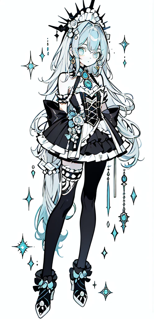 Full body Esbian，lolita prostitute，so gorgeouaximalism，extreme details，Rococo style，super long hair，intricate accessories，Complex hairstyles，gem,blue hair,, girl,((Shoulders and arms are exposed)),